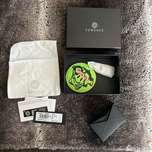 Versace Smiley Medusa Graffiti Leather Bag Charm/Keychain - Picture 4 of 5